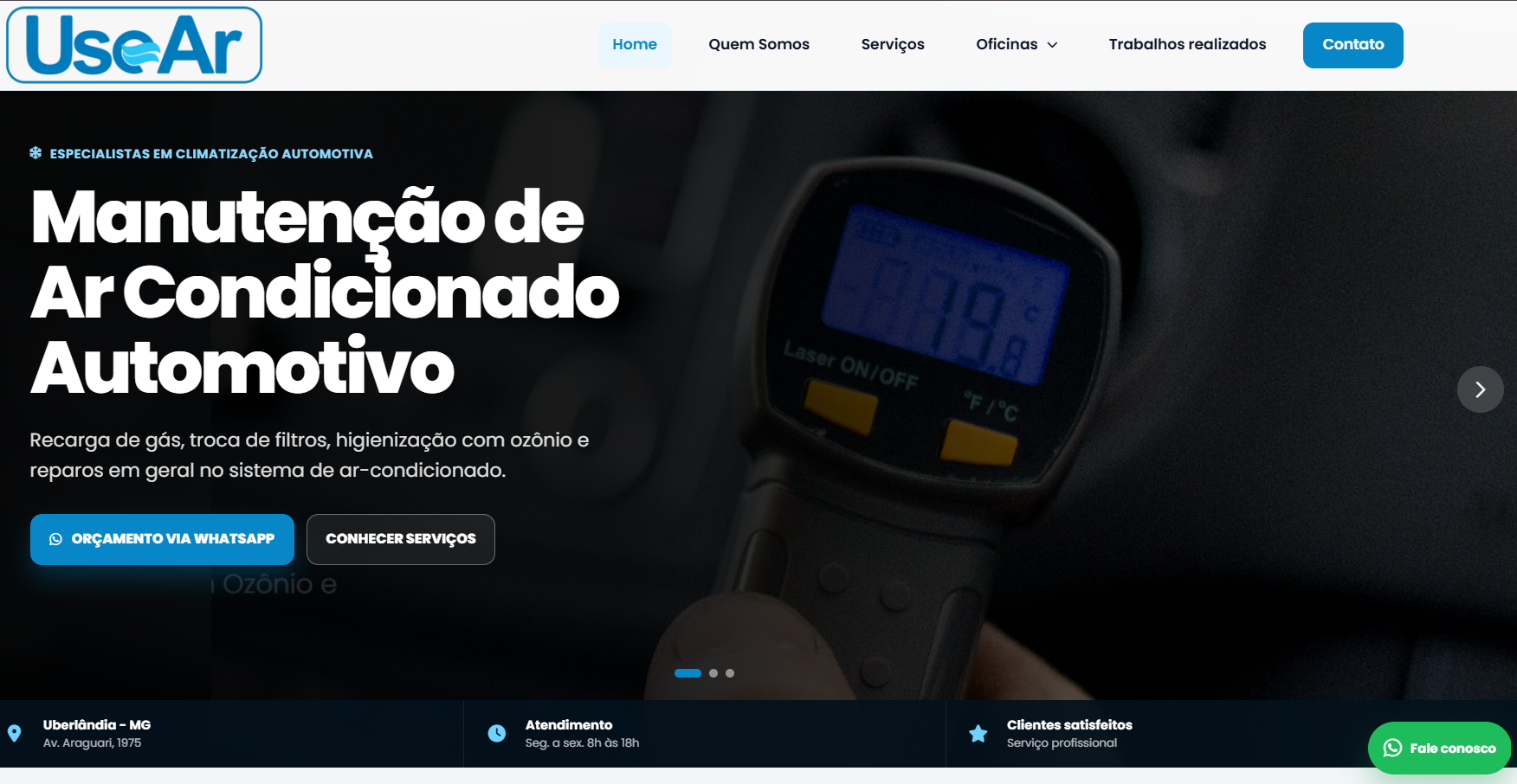 Página inicial do site usear